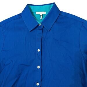 Hinson Wu Margot Long Sleeve Double Face Button Up Shirt Blue & Teal Medium
